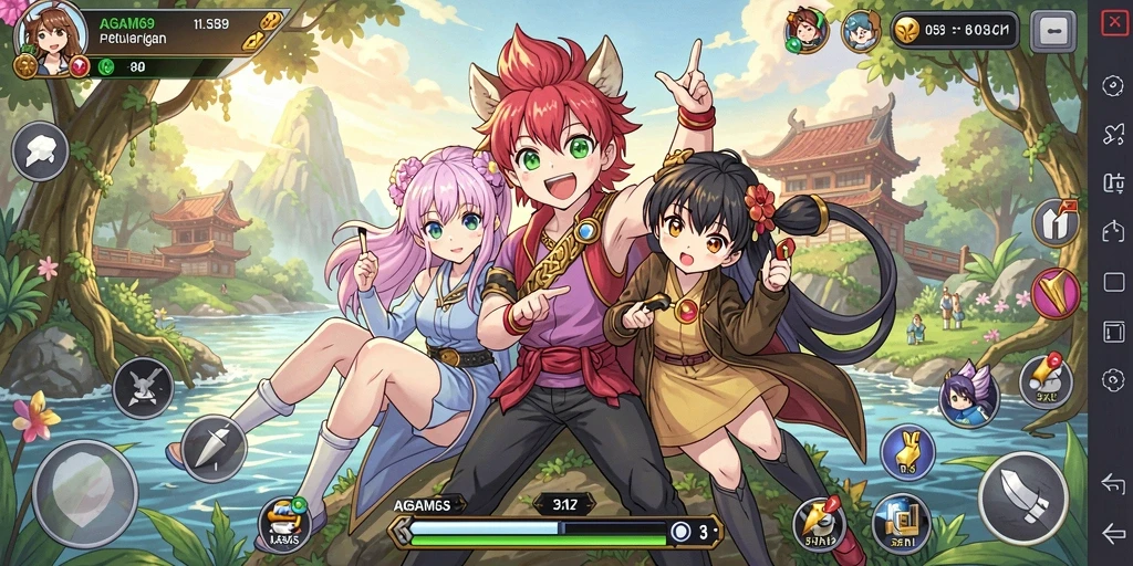 Tampilan gameplay AGAM69 yang penuh warna dan aksi seru.