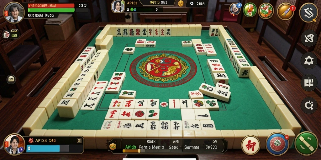 Screenshot menunjukkan gameplay Mahjong yang mengasyikkan di API33.