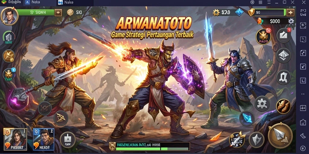 Screenshot gameplay ARWANATOTO dengan taktik pertempuran yang menarik.