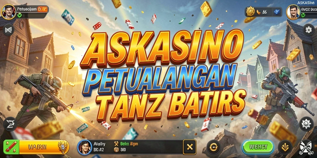 Screenshot gameplay ASKASINO menunjukkan tindakan mendebarkan dan karakter unik.