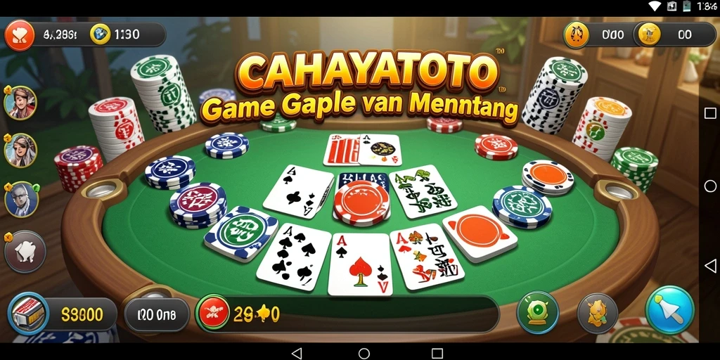 Gameplay CAHAYATOTO menampilkan kartu Gaple yang menarik dan interaksi antar pemain.