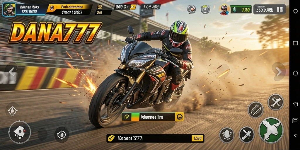 Screenshot DANA777 menampilkan balapan motor yang mendebarkan dengan grafis yang menakjubkan.