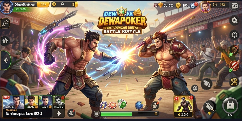 Tampilan seru gameplay DEWAPOKER dalam pertarungan Battle Royale.