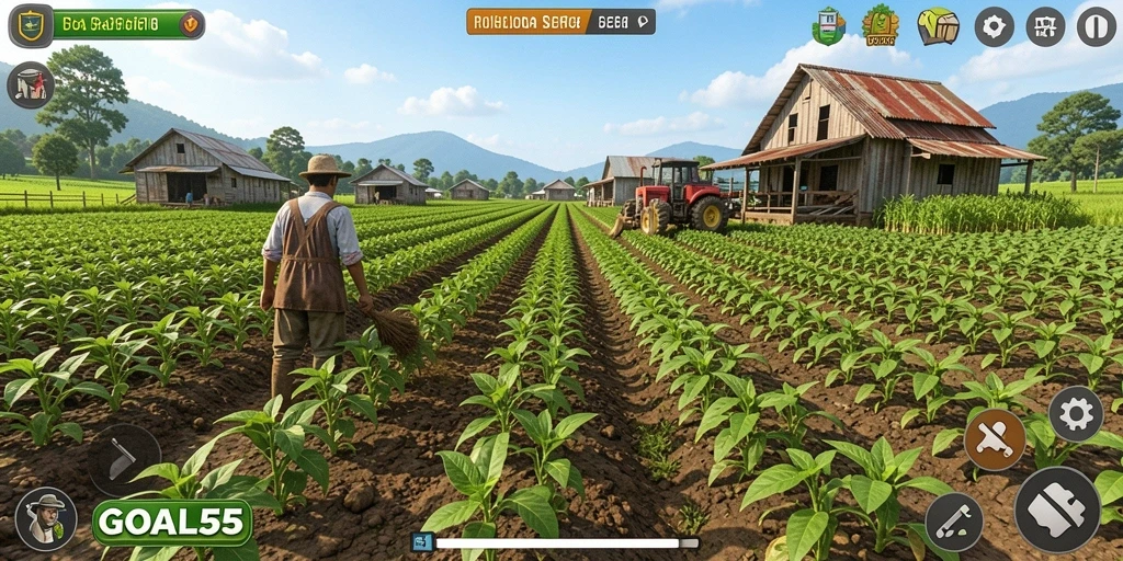 Tampilan gameplay menarik di dunia pertanian GOAL55.