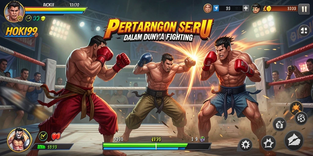 Screenshot gameplay HOKI99 menunjukkan aksi pertarungan yang intens dan mendebarkan.