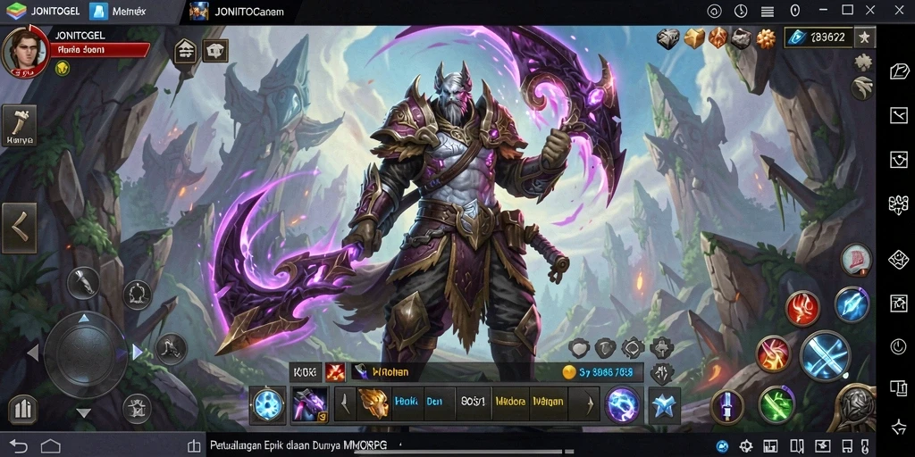 Gameplay seru JONITOGEL dengan karakter dan petualangan di dunia MMORPG.