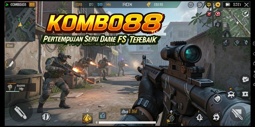 Screenshot menunjukkan aksi seru dalam gameplay FPS KOMBO88.