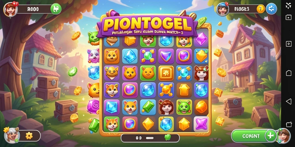 Screenshot gameplay PIONTOGEL dengan aksi mencocokkan item yang seru.