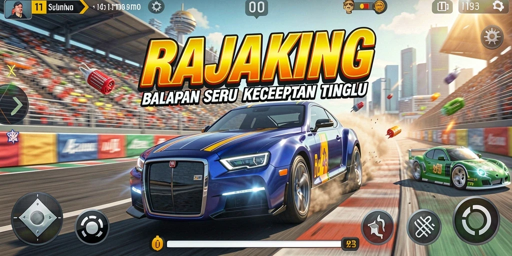 Tampilan menarik dari gameplay balapan seru RAJAKING.
