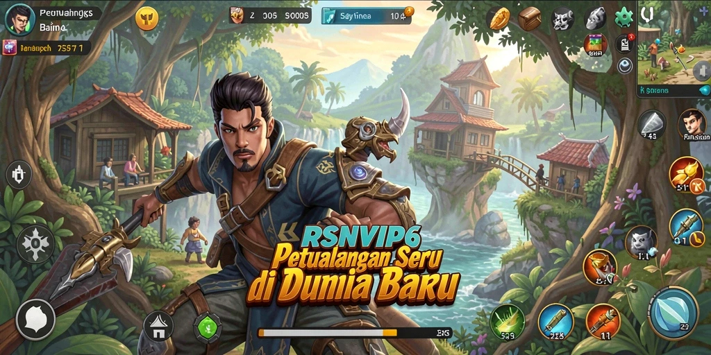 Screenshot gameplay RSNVIP6 menampilkan aksi petualangan di dunia yang luas.