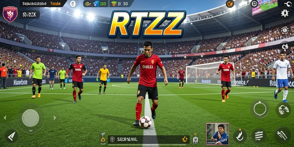 Tampilan gameplay RTZZ yang menarik dan realistis dalam pertandingan sepak bola.