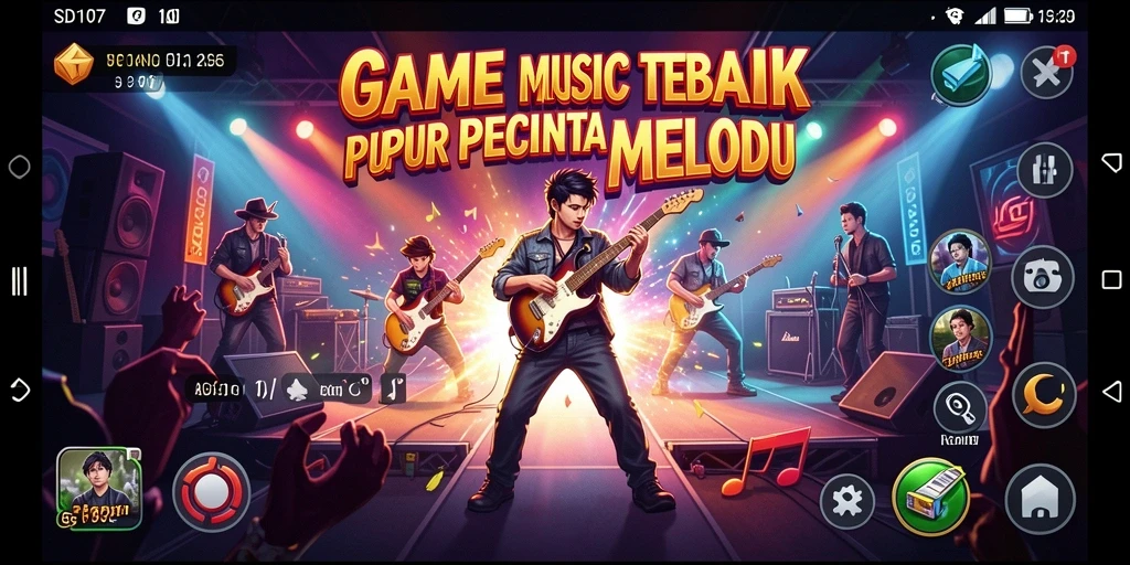 Screenshot SD107 menampilkan gameplay seru dalam permainan musik.