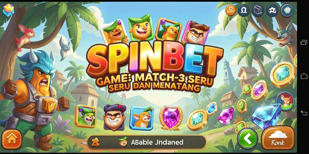 Screenshot gameplay SPINBET yang menunjukkan kombinasi Match-3 yang seru.