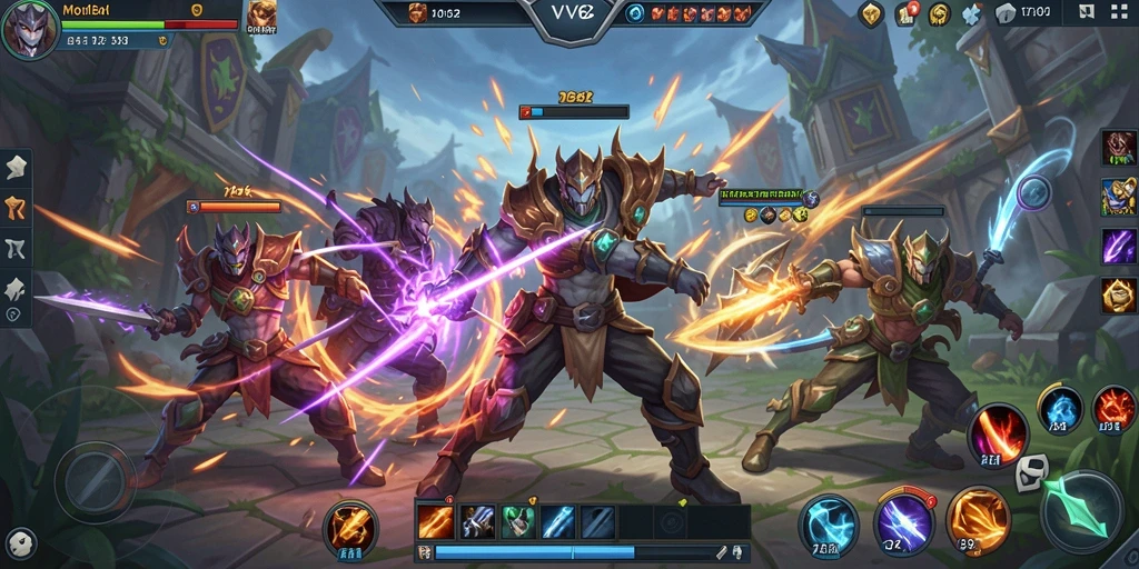 Tangkapan layar gameplay menampilkan pertempuran epik di arena MOBA.